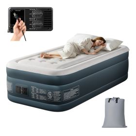 Twin Air Mattress with Built-in Pump, 18in Raised Comfort Blow up Mattress, Double Chamber Airbed